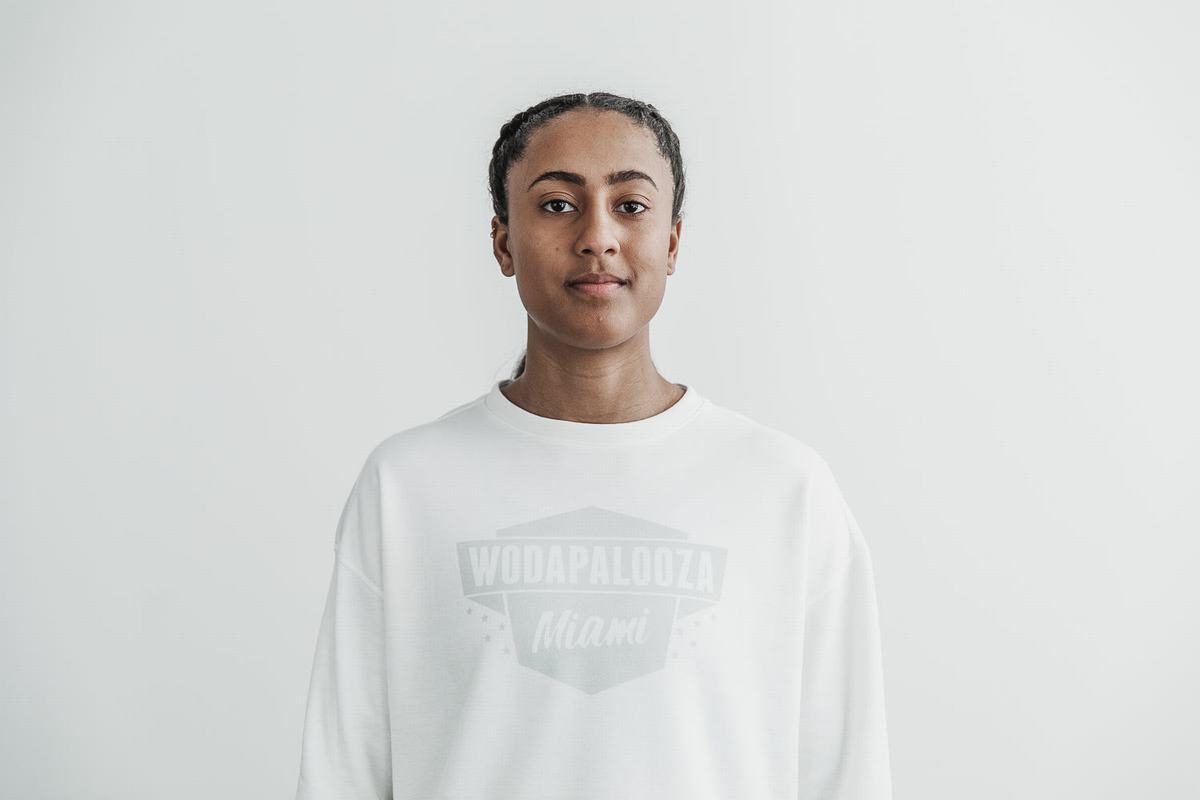 Nobull Wodapalooza Crew Women's Sweatshirts White | Australia (JK3451)